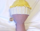 Yellow and White Cupcake Hat - Size 3-9 Months