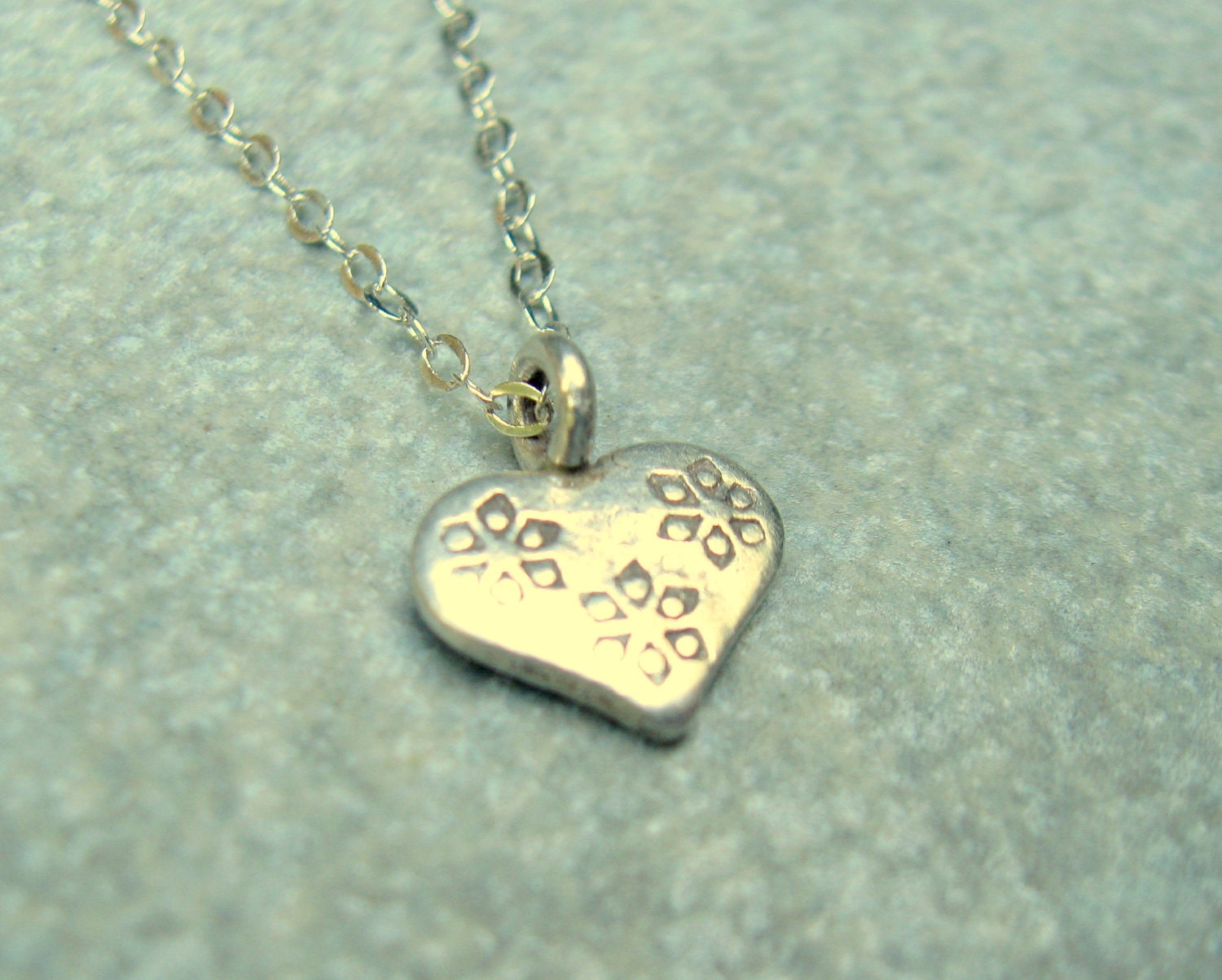 Sterling Silver Heart Necklace Minimalistic Modern Geometric