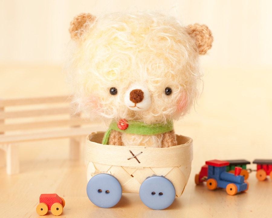 Teddy bear plush doll in yellow -  made to order - Lupo -