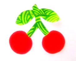 Red Cherry Iron On Applique with Green Leaves DIY - No Sew - Great for Onesie - Patch - Transfer