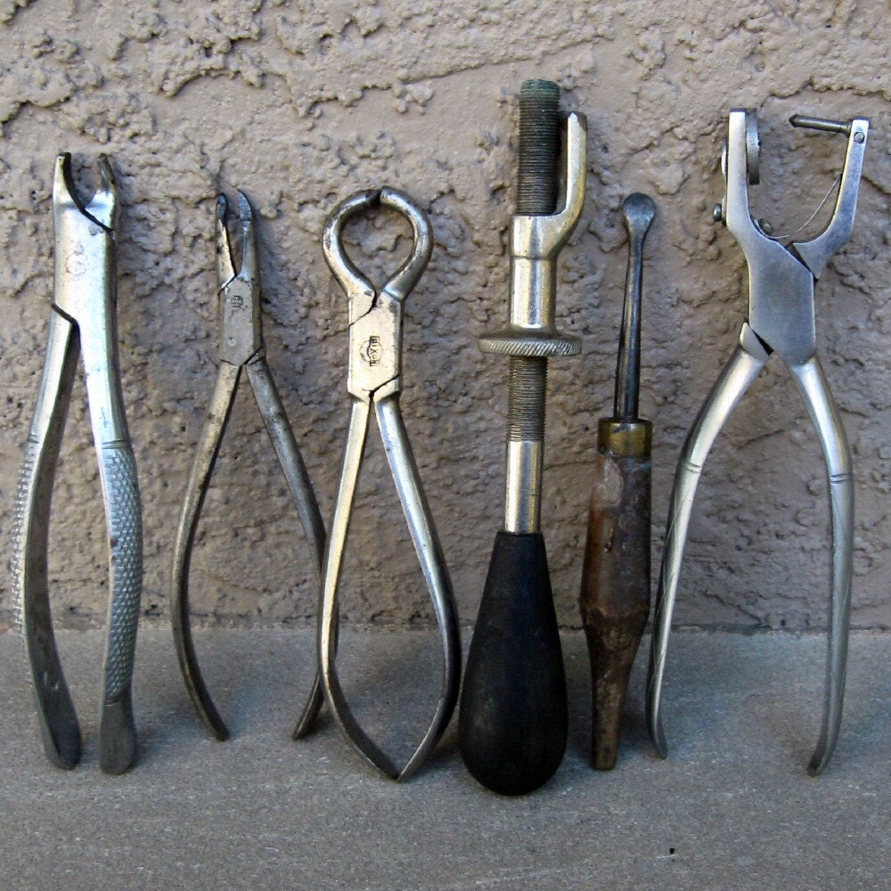 Vintage Dental Tool Set of Six by outofthepinksky on Etsy