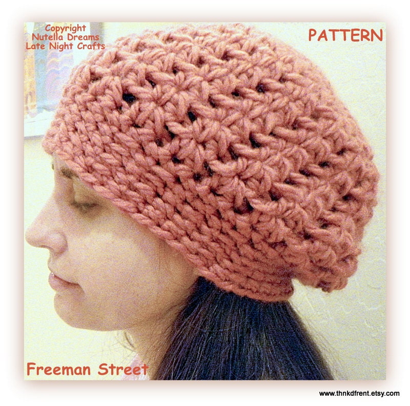 Instant Etsy Download PATTERN - Freeman Street Slouchy Urban Beanie Crochet Pattern - Only 20 Rounds