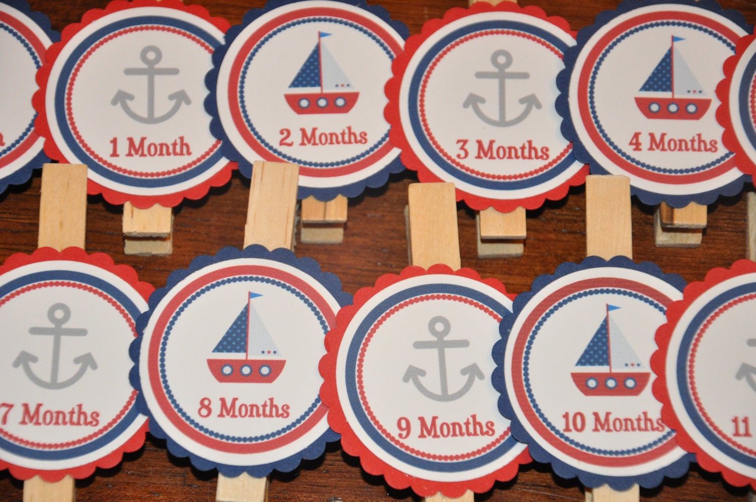 Nautical Photo Clips. Sailing. Photo Clips. First Birthday. Set of 13. Newborn-12 Months. Anchor. Sailboat