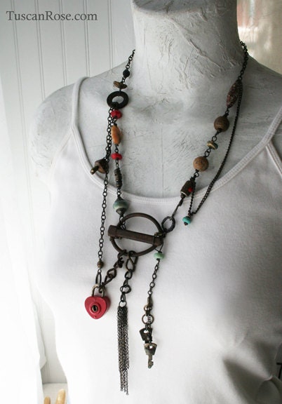 ON SALE - Heart Shaped Lock - urban Gypsy Talisman Necklace