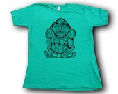 Gorilla  Woodblock Printed Tee Shirt with hand printed gift box