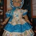 1850s Promenade Tiered Dress & Bonnet Blue Swallows American Girl OOAK