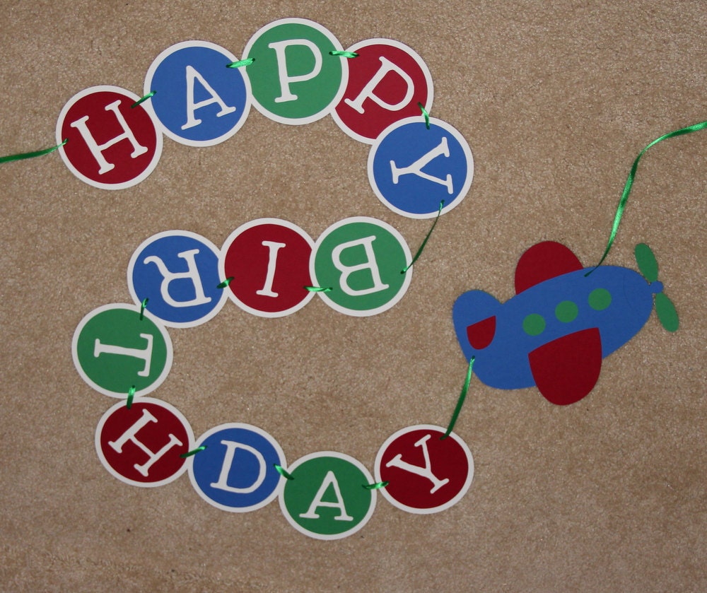 Airplane Birthday Banner Happy Birthday Custom by SimpleSensations