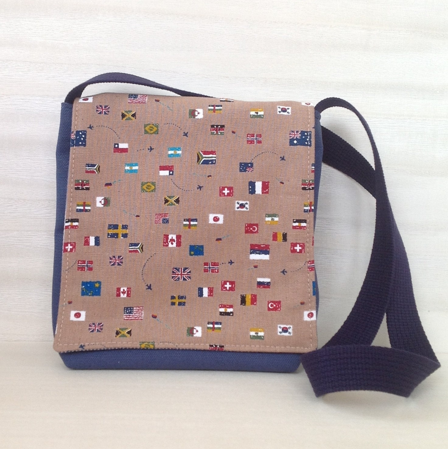 World Traveler Play Bag - Little Kids Messenger Bag - Flags of the World - for three to fives or six to eight years