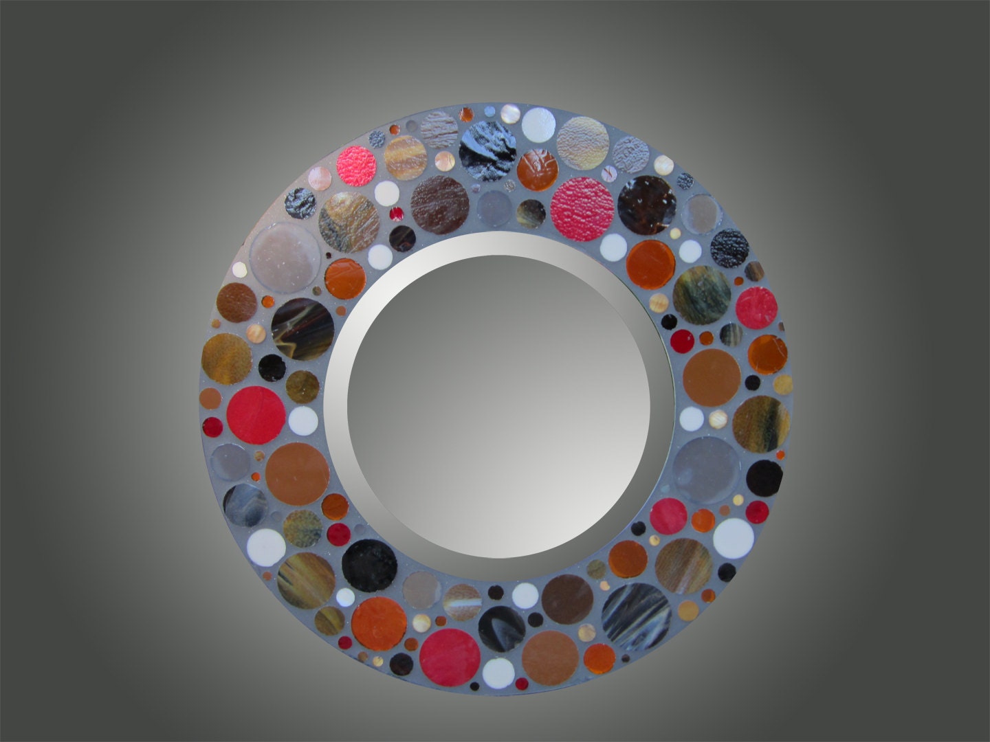 Brown Bubble Stained Glass Mosaic Mirror
