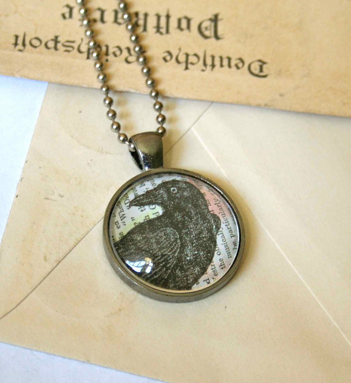 Crow Necklace - Raven Necklace - Edgar Allan Poe Raven Jewelry - Crow Jewelry - Goth Necklace