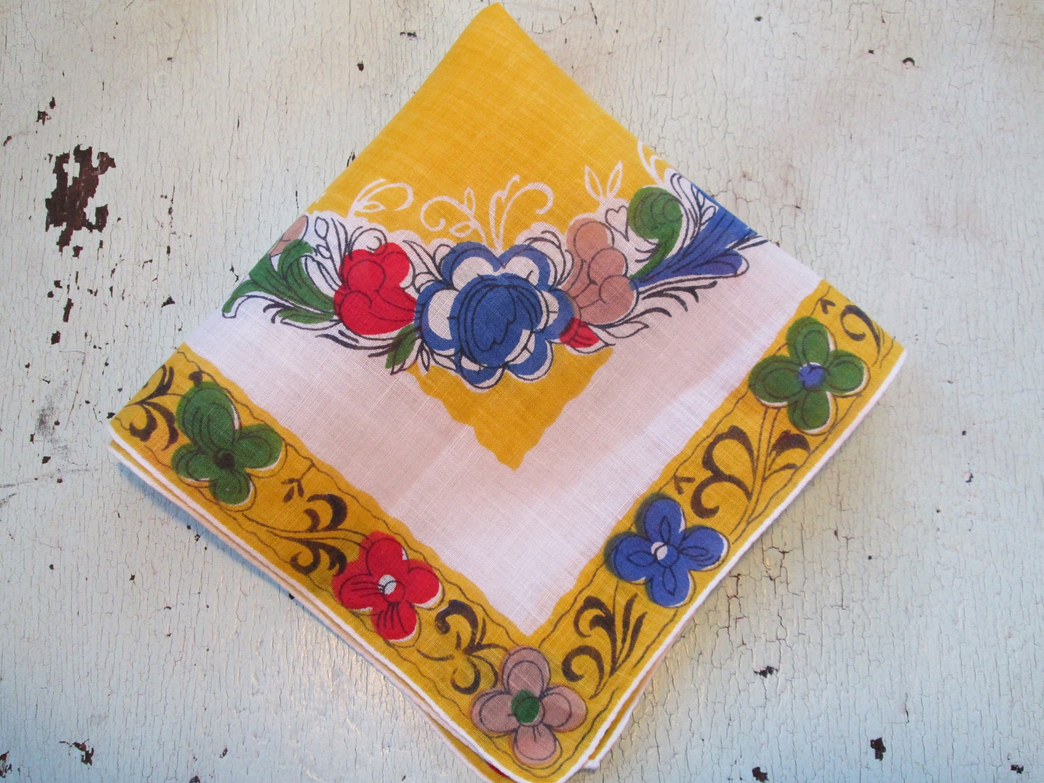 Vintage Handkerchief - Primary colors
