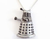 Doctor Who Silver Dalek Pendant and Necklace