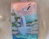 Fused Glass Pendant, Glass Jewelry, Necklace, Waterfall,  Enamel, Necklace Included, One of a Kind