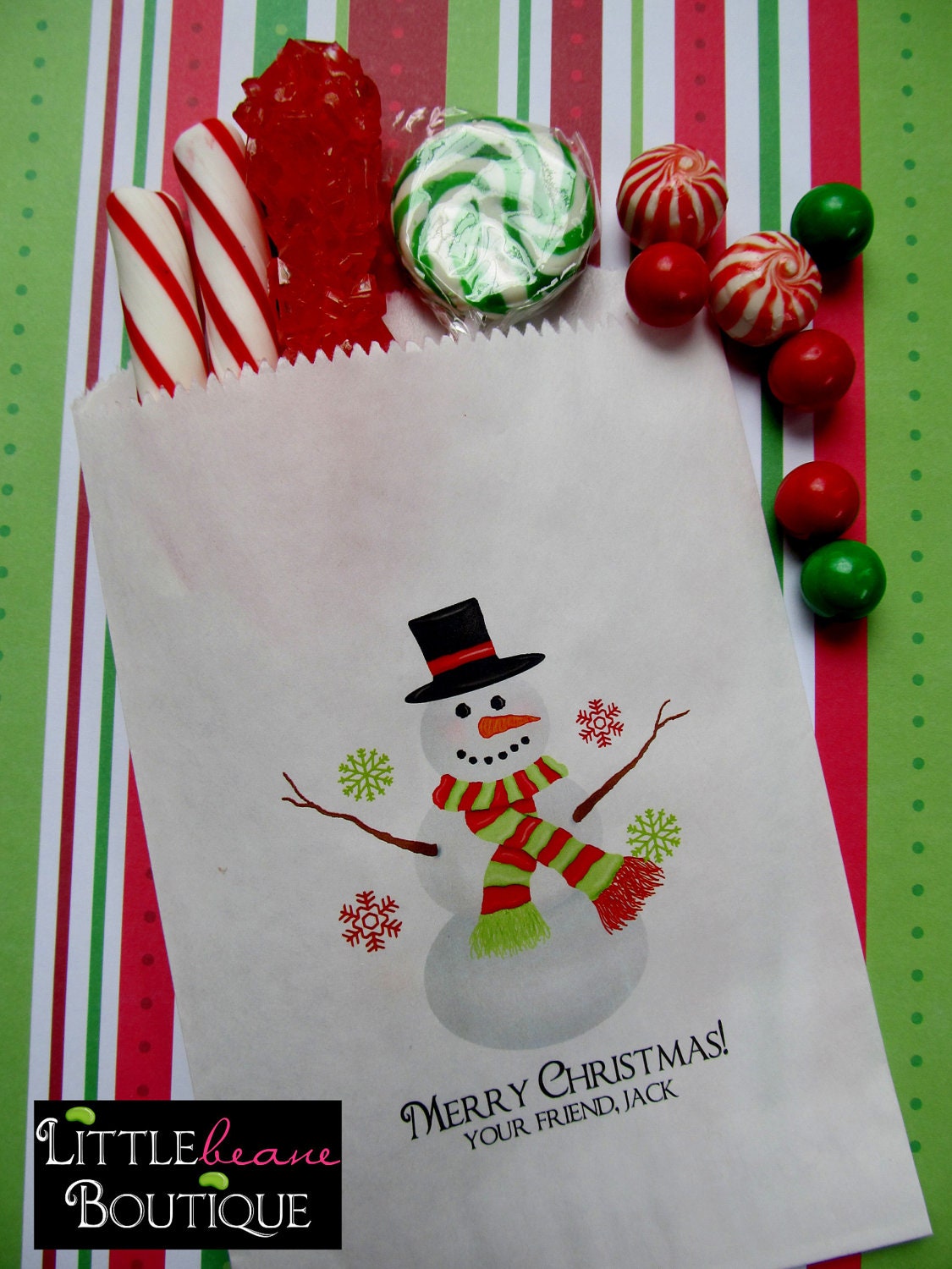Christmas Candy Bags, Snowman, Snowflakes, Personalized, Treat Bags, Favor bags,Candy Buffet, Sweets, Treats, Set of 24 Il_570xn