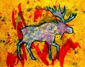Moose,  Abstract 16x20 original acrylic painting on canvas