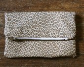 LEOPARD CLUTCH. Leather Clutch. Oversized Clutch. Foldover Clutch. Animal Print Bag.