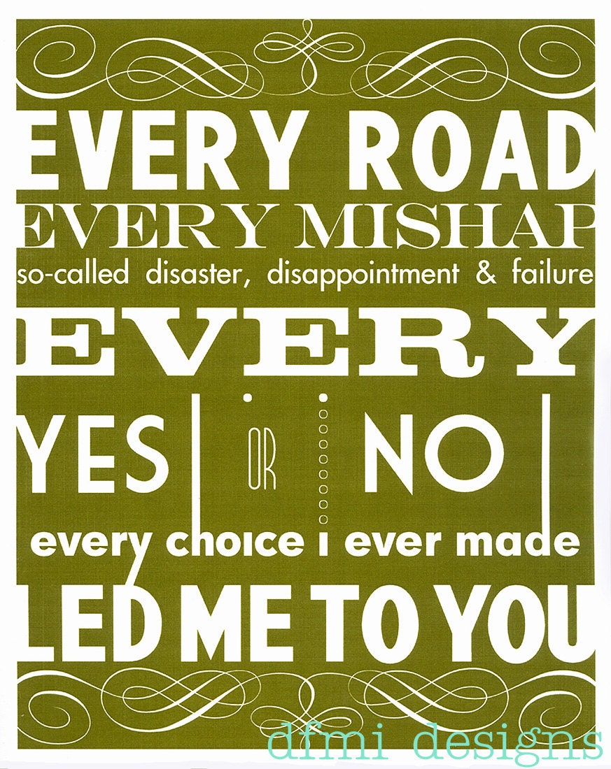 Led ME to YOU custom 8 x 10 frame-able typography print
