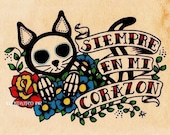 Day of the Dead CAT Dia de los Muertos Art Print 8 x 10 - Donation to Austin Pets Alive