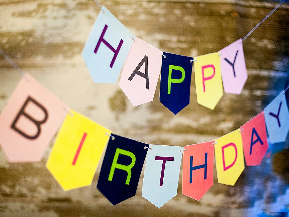 Printable Happy Birthday banner, instant download, birthday party decoration