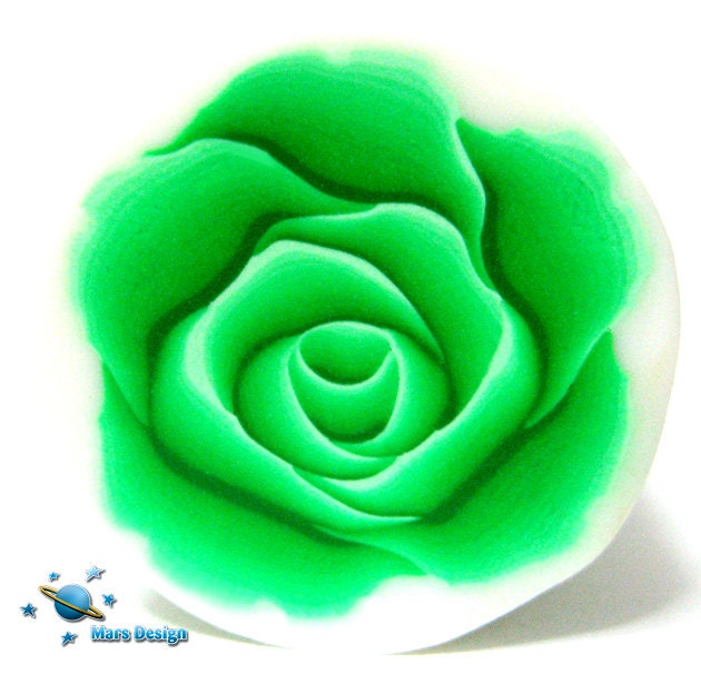 Polymer clay cane green ROSE cane -by Mars