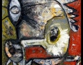 Coyote Sees Himself 20x20 abstract oil painting