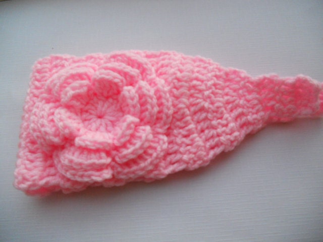 SALE TODAY. Crochet Headband Earwarmer headwrap in light pink  girls accessories Handmade 5 to 10 years old