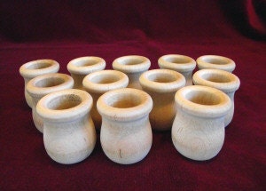 12 Unfinished Wood ECONOMY Bean Pots or Candle Cups