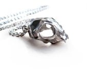 Sterling Silver Cat Skull Necklace, animal skull necklace, cool fashion accessory, rock chic pendant, statement piece, fashion jewelry