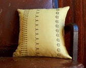 Screenprinted Belgian Linen Flourishing Victorian Architectural Ornament Pillow with Synthetic Down Stuffer