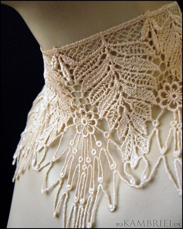 Tea-Dyed Vintage Lace Choker by Kambriel