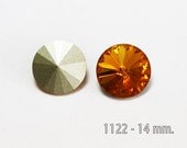 2 pcs. Swarovski Crystal Rivoli Topaz 14mm. 1122