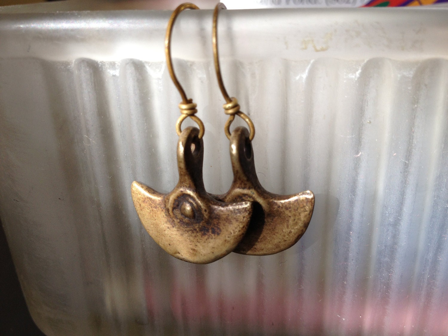 Nepalese Brass Pendant Earrings