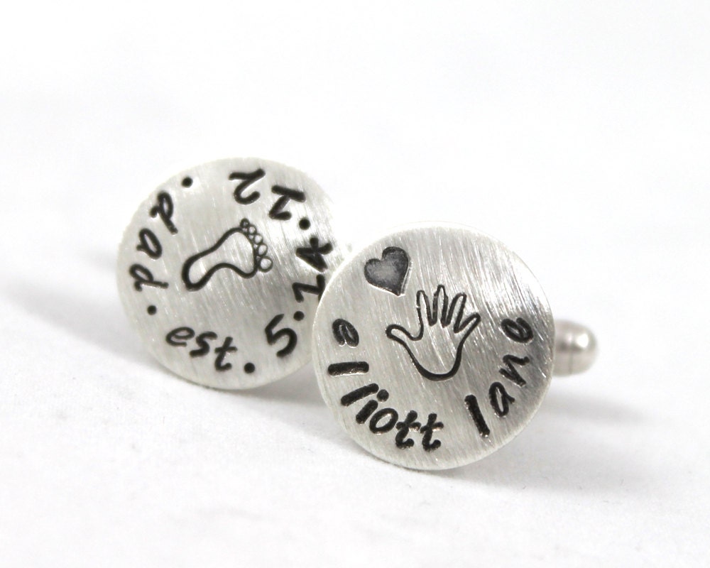 First Time Dad, All Sterling Silver Cufflinks, New Dad Gift, Keepsake Cufflinks, Father's Day Gift, Personalized for Dad