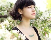 Leaf  Lace necklace in blue bronze