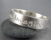 Your inscription in handscript font - Custom made Sterling Silver ring - 5mm wide