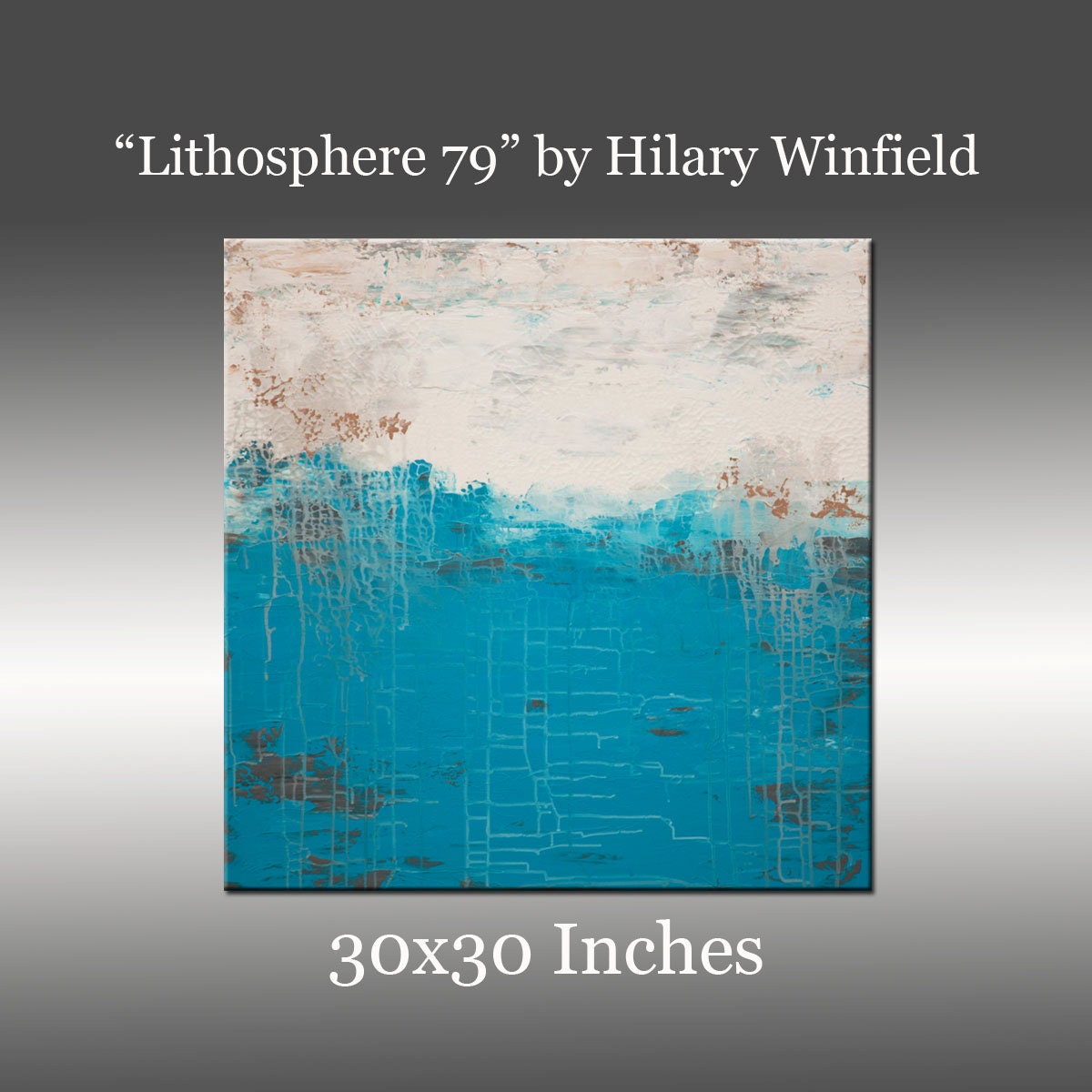 Lithosphere 79 by Hilary Winfield - 30x30 Inch Original Modern Art Painting, Acrylic on Canvas, Contemporary, Blue, Gray and White