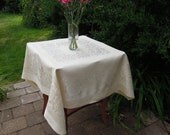 Vintage Butter Yellow Damask Tablecloth