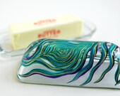 Butter Dish with Peacock Feather--Limited Edition