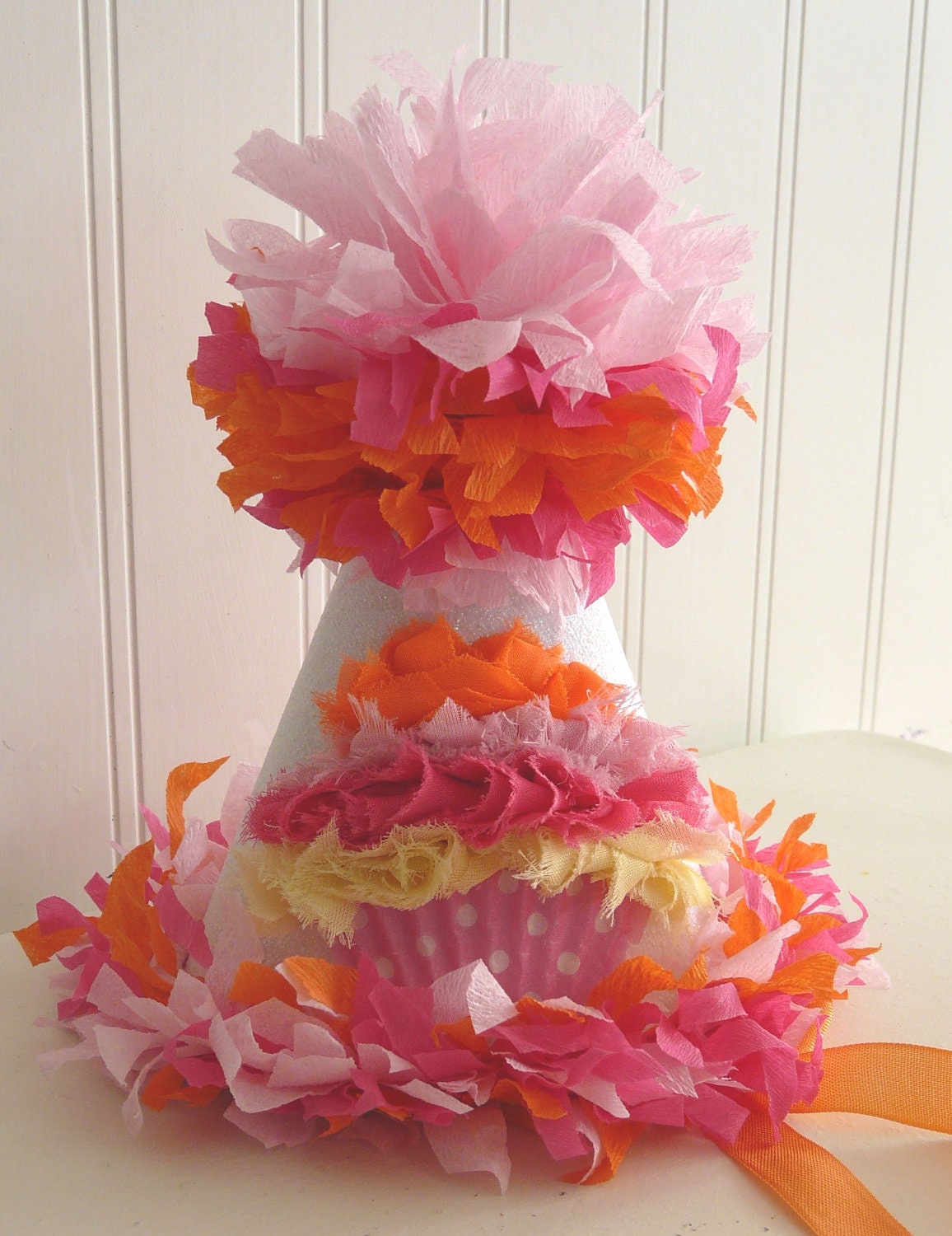 Sorbet Chiffon Cupcake Birthday Party Hat Custom Colors to match Petti, Tutu, Photo Prop Il_170x135