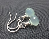 Petite Dangle Earrings - Green Chalcedony, Sterling Silver, Bridesmaid Gifts, Flower Gifts, Gift for Her, Minimalist