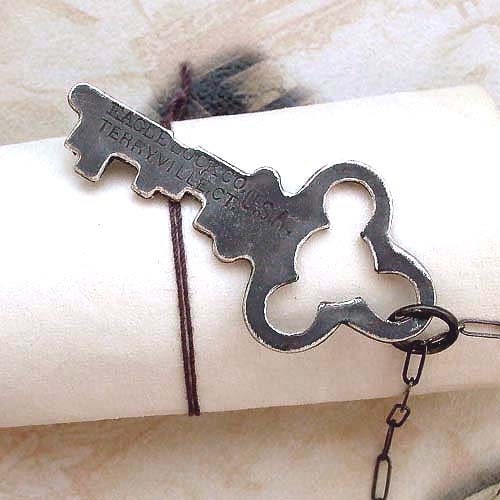 Black Key Necklace - Sterling SIlver Key - Oxidized - Skeleton Key - Vintage Inspired - Rustic - Industrial Chic - Steampunk Jewelry