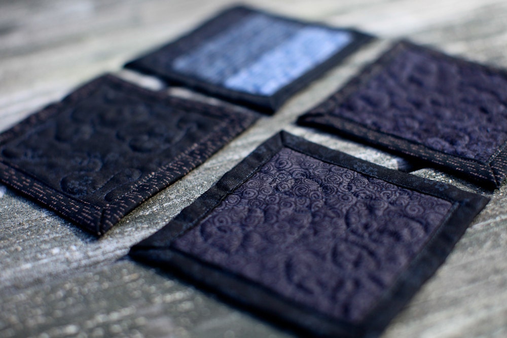 quilted coasters - black
