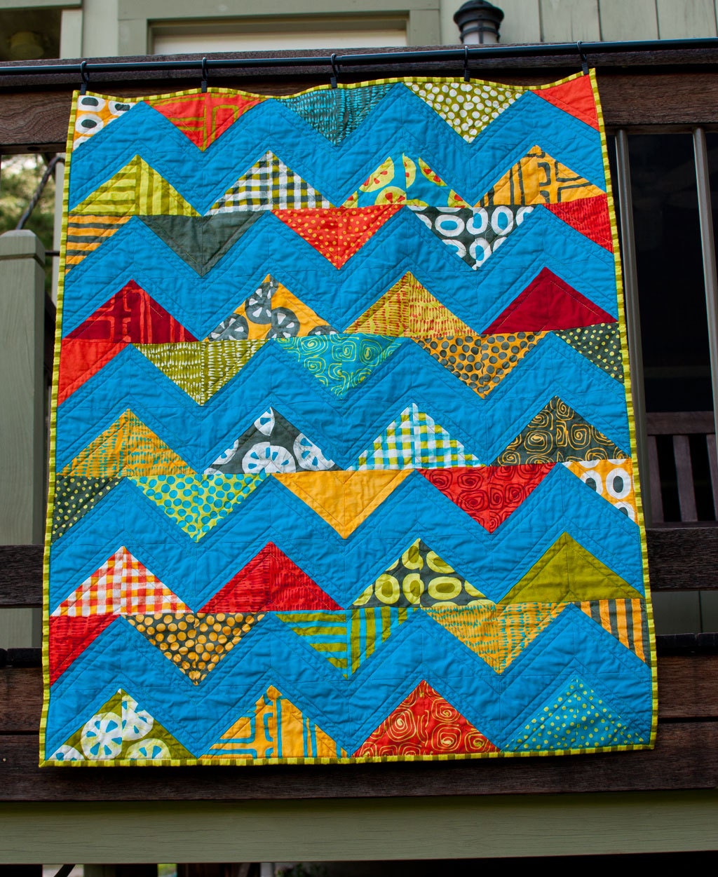 Items similar to Blue Lagoon Modern Zig Zag Quilt on Etsy