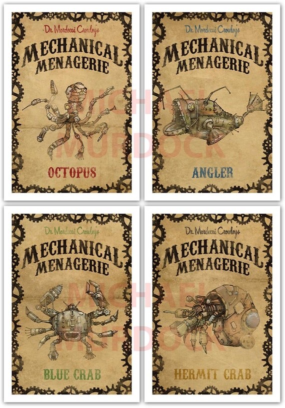 14 - 5x7 mini prints - Retro and Steampunk collections