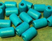 10 MEDIUM TURQUOISE Greek Ceramic Beads Small Tube 6x10mm Barrel