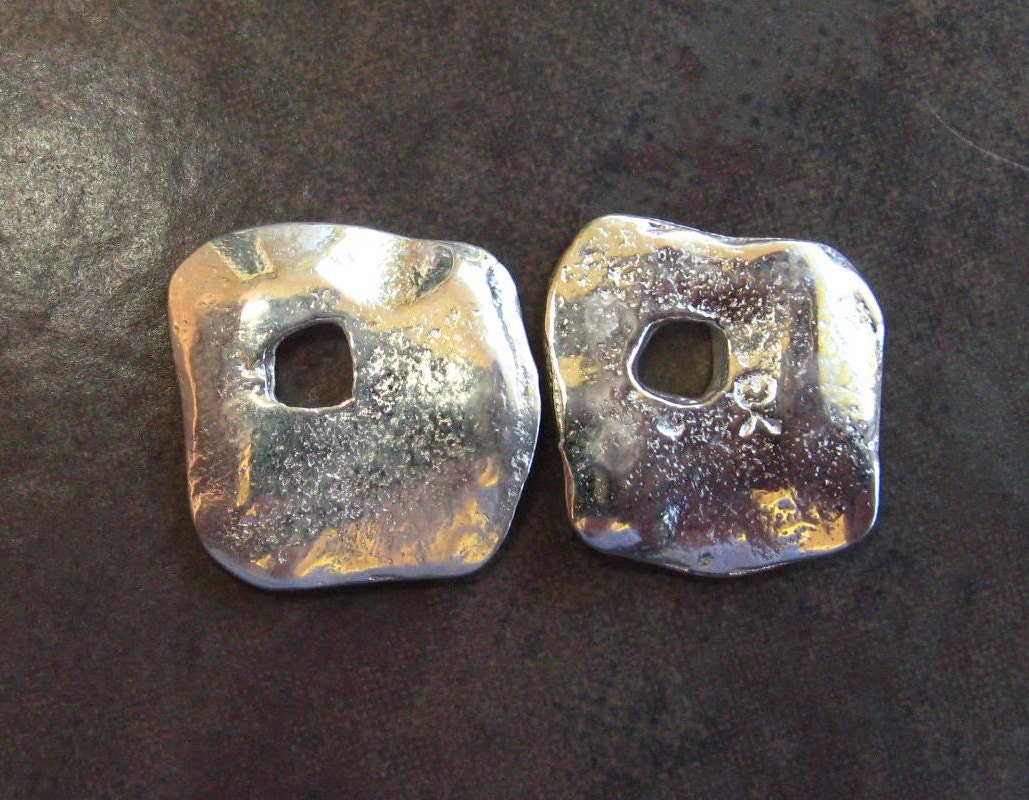 5 Greek Casting SILVER Square Cornflake Dangle Beads