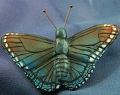 Wood Carving Pin of a Red-Spotted Purple Butterfly - (Limenitis arthemis)