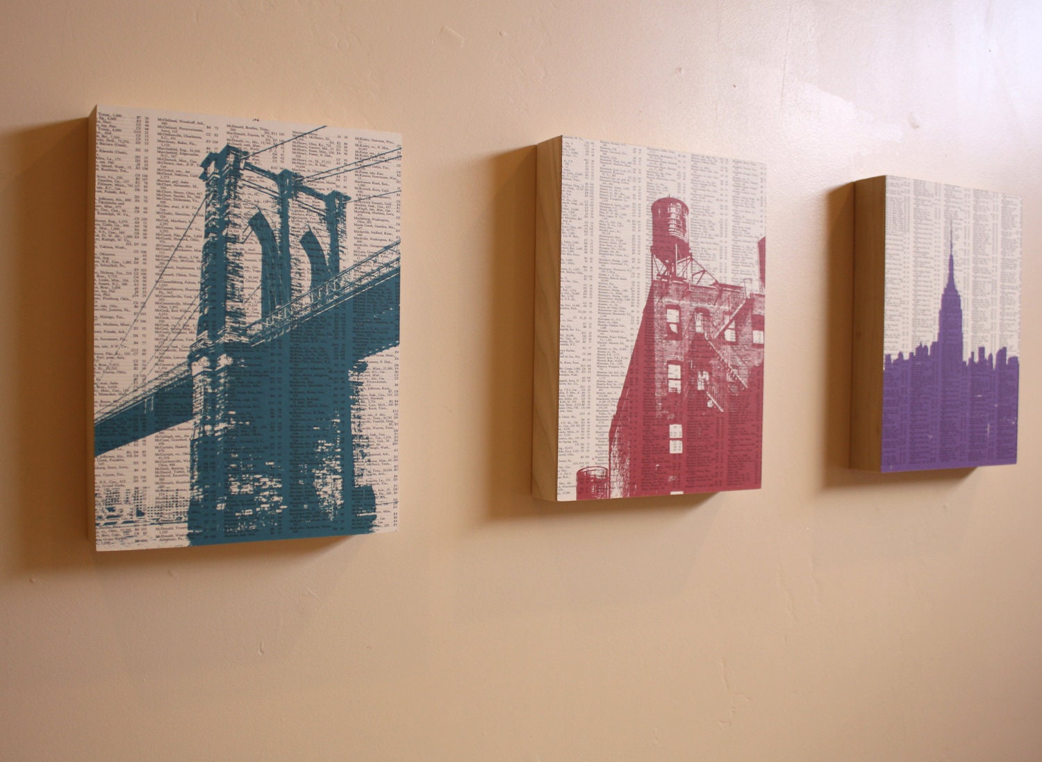 New York City - Large mounted set of 3 Dark City Series Prints