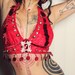Red Gypsy Halter Top Bra, Tribal Belly Dance, performer, Turkish Harem, Performer, Turkoman buttons
