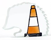 Traffic Cone Hedgehog Road Hog Glass Sculpture